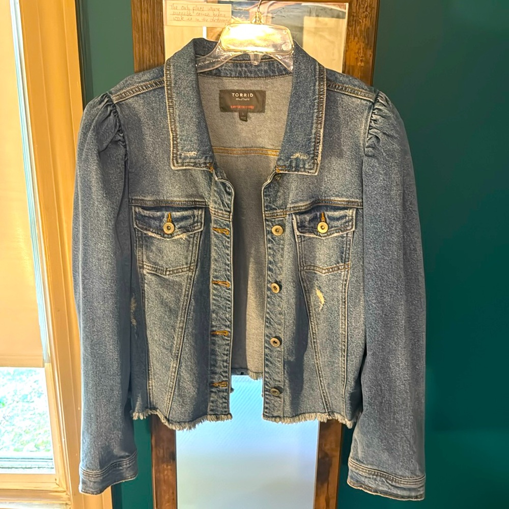 Puff Shoulder Denim Jacket